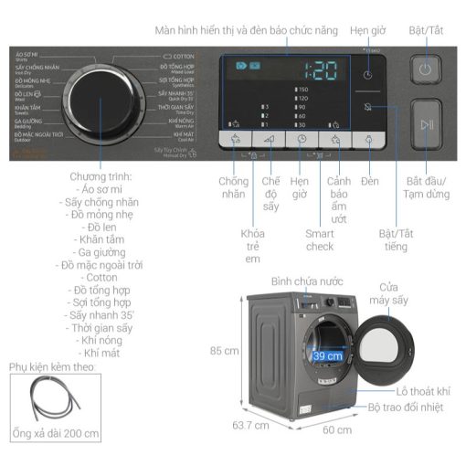 Máy Sấy Bơm Nhiệt Samsung 9 Kg DV90TA240AX/SV - Ảnh 3