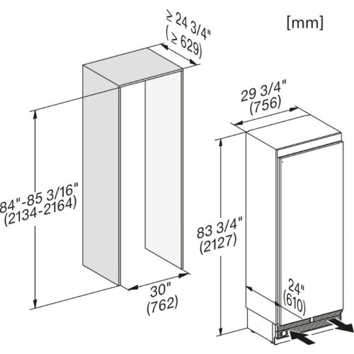 Tủ đông Miele MasterCool F 2813 Vi 445L 6 kich thuoc tu dong miele mastercool f 2813 vi 445l