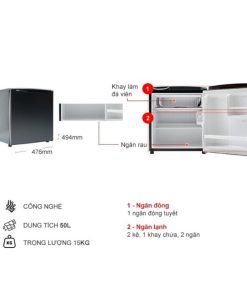 kich thuoc tu lanh 1 canh mini 50 lit aqua aqr d59fa bs