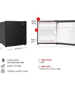 kich thuoc tu lanh 1 canh mini 50 lit aqua aqr d60fabs