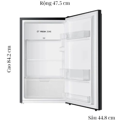 Tủ Lạnh 1 cánh mini 94 Lít Hisense HR09DB 7 kich thuoc tu lanh 1 canh mini 94 lit hisense hr09db