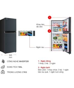 kich thuoc tu lanh 2 canh inverter 194 lit toshiba gr rt252we pmv52