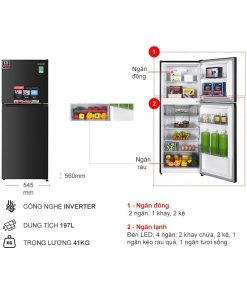 kich thuoc tu lanh 2 canh inverter 197 lit sharp sj x215v dg