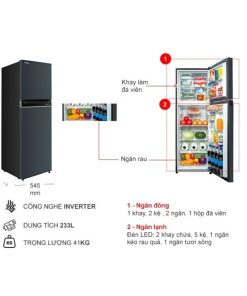 kich thuoc tu lanh 2 canh inverter 233 lit toshiba gr rt303we pmv52