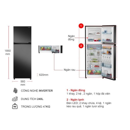 Tủ Lạnh 2 cánh Inverter 240 Lít Hitachi HRTN5255MFUVN - Ảnh 3
