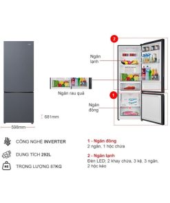 kich thuoc tu lanh 2 canh inverter 292 lit aqua aqr b360maslb