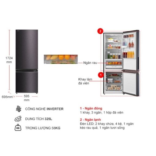 Tủ Lạnh 2 cánh Inverter 325 Lít Toshiba GR-RB410WE-PMV(37)-SG - Ảnh 3