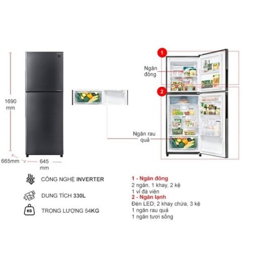 Tủ Lạnh 2 cánh Inverter 330 Lít Sharp SJ-XP352AE-DS - Ảnh 3