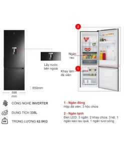 kich thuoc tu lanh 2 canh inverter 335 lit electrolux ebb3742m h