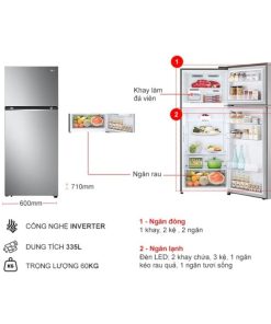 kich thuoc tu lanh 2 canh inverter 335 lit lg gn m332ps