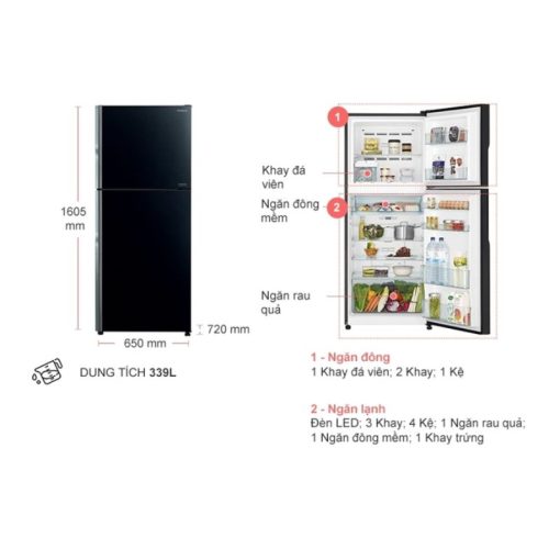 Tủ Lạnh 2 cánh Inverter 339 Lít Hitachi R-FVX450PGV9 GBK - Ảnh 4