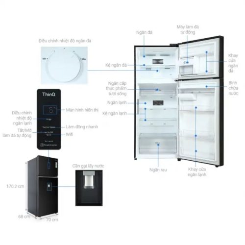 kich thuoc tu lanh 2 canh inverter 374 lit lg gn d372bla