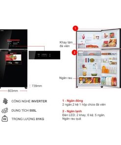 kich thuoc tu lanh 2 canh inverter 555 lit toshiba gr ag58va xk