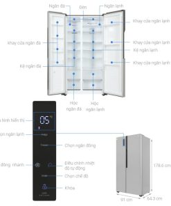 kich thuoc tu lanh 2 canh side by side inverter 519 lit lg gr b256jds