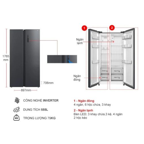Tủ Lạnh 2 cánh side by side Inverter 555 Lít Toshiba GR-RS696WI-PMV(60)-AG 7 kich thuoc tu lanh 2 canh side by side inverter 555 lit toshiba gr rs696wi pmv60 ag