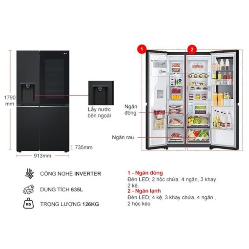 Tủ Lạnh 2 cánh side by side Inverter 635 Lít LG GR-G257BL - Ảnh 4