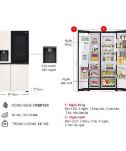 kich thuoc tu lanh 2 canh side by side inverter 635 lit lg gr x257bg
