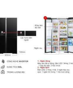 kich thuoc tu lanh 3 canh side by side inverter 569 lit hitachi r mx800gvgv0 gbk