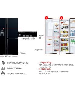 kich thuoc tu lanh 3 canh side by side inverter 584 lit hitachi r fm800gpgv2 gbk