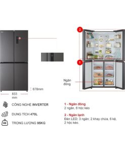 kich thuoc tu lanh 4 canh multi door inverter 470 lit lg gr b50bl