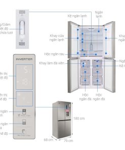 kich thuoc tu lanh 4 canh multi doors inverter 401 lit sharp sj fxp480vg ch
