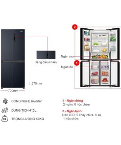 kich thuoc tu lanh 4 canh multi doors inverter 410 lit aqua aqr m466xacbc