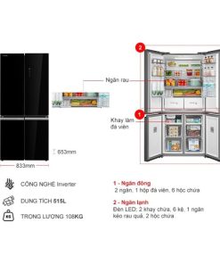 kich thuoc tu lanh 4 canh multi doors inverter 515 lit toshiba gr rf665wia pgv22 xk