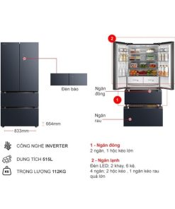 kich thuoc tu lanh 4 canh multi doors inverter 515 lit toshiba gr rf669wi pgva9 bg