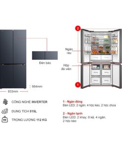 kich thuoc tu lanh 4 canh multi doors inverter 515 lit toshiba gr rf670wi pgva9 bg