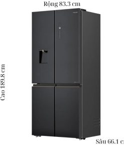 kich thuoc tu lanh 4 canh multi doors inverter 515 lit toshiba gr rf675wi pmv06 mg