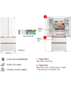 kich thuoc tu lanh 4 canh multi doors inverter 533 lit toshiba gr rf690wi pgv67