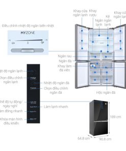 kich thuoc tu lanh 4 canh multi doors inverter 549 lit aqua aqr ig636fm gb