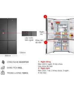kich thuoc tu lanh 4 canh multi doors inverter 562 lit electrolux eqe5660a b