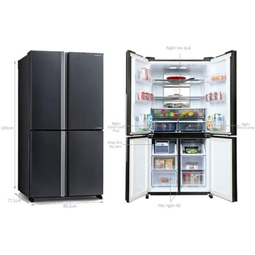 Tủ Lạnh 4 cánh Multi Doors Inverter 572 Lít Sharp SJ-FX640V-SL 7 kich thuoc tu lanh 4 canh multi doors inverter 572 lit sharp sj fx640v sl