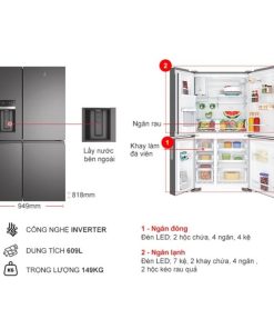 kich thuoc tu lanh 4 canh multi doors inverter 609 lit electrolux eqe6879a b
