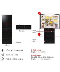 kich thuoc tu lanh 6 canh multi door inverter 520 lit hitachi r hw540rv xk