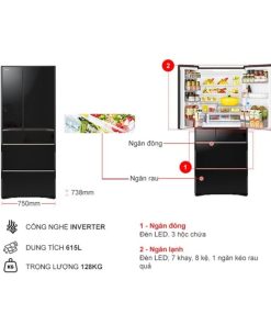 kich thuoc tu lanh 6 canh multi door inverter 615 lit hitachi r wx620kv xk