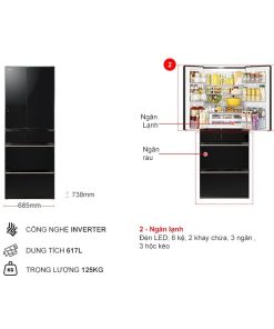 kich thuoc tu lanh 6 canh multi doors inverter 617 lit hitachi r hw620rv xk