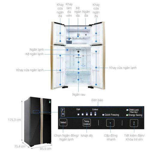 Tủ lạnh Hitachi Inverter 509 lít R-FW650PGV8 GBK - Ảnh 4