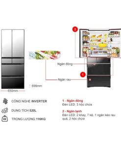 kich thuoc tu lanh hitachi inverter 520 lit r hw530nv x