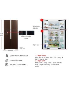 kich thuoc tu lanh hitachi inverter 540 lit r fw690pgv7x gbw