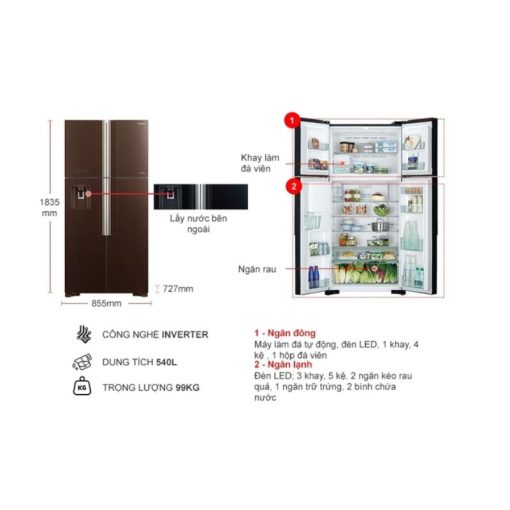 Tủ lạnh Hitachi Inverter 540 lít R-FW690PGV7X GBW - Ảnh 2