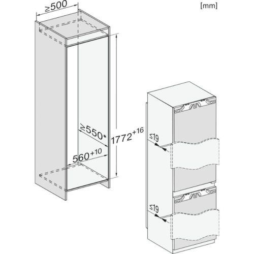 Tủ lạnh Miele K 7731 F ngăn kéo 7 kich thuoc tu lanh miele k 7731 f ngan keo