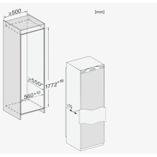 Tủ mát Miele K 7743 E - 294L 8 kich thuoc tu mat miele k 7743 e 294l