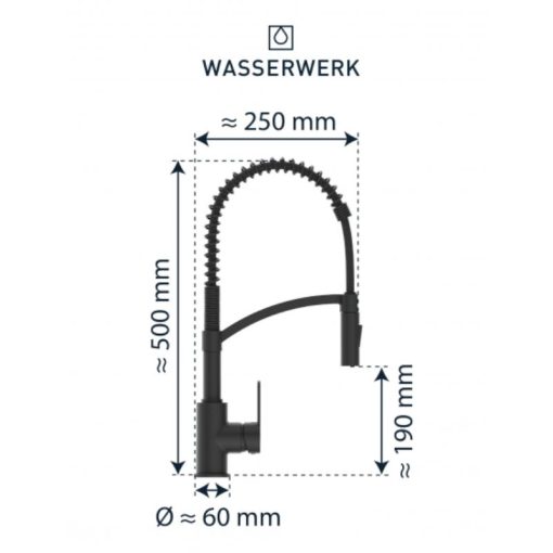 Vòi rửa bát Wasserwerk WK 3 Black with spiral spring 700556 màu đen - Ảnh 2