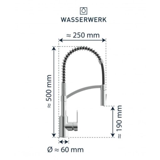 Vòi rửa bát Wasserwerk WK 3 chrome with spiral spring 700550 - Ảnh 4