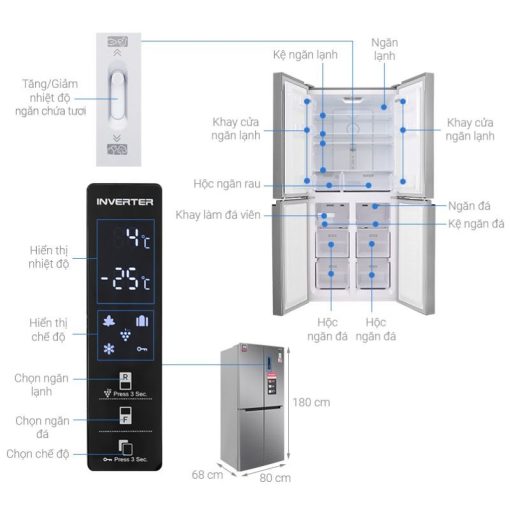 Tủ lạnh 4 cánh 401 lít Sharp SJ-FXP480V-SL - Ảnh 3
