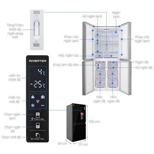 Tủ lạnh 4 cánh 401 lít Sharp SJ-FXP480VG-BK - Ảnh 3