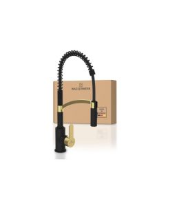 Vòi rửa bát Wasserwerk WK 3 black/matt gold, with spiral spring 700558