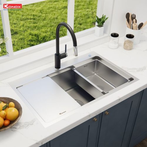 anh chau rua bat chong xuoc konox workstation sink topmount sink kn8151ts dekor